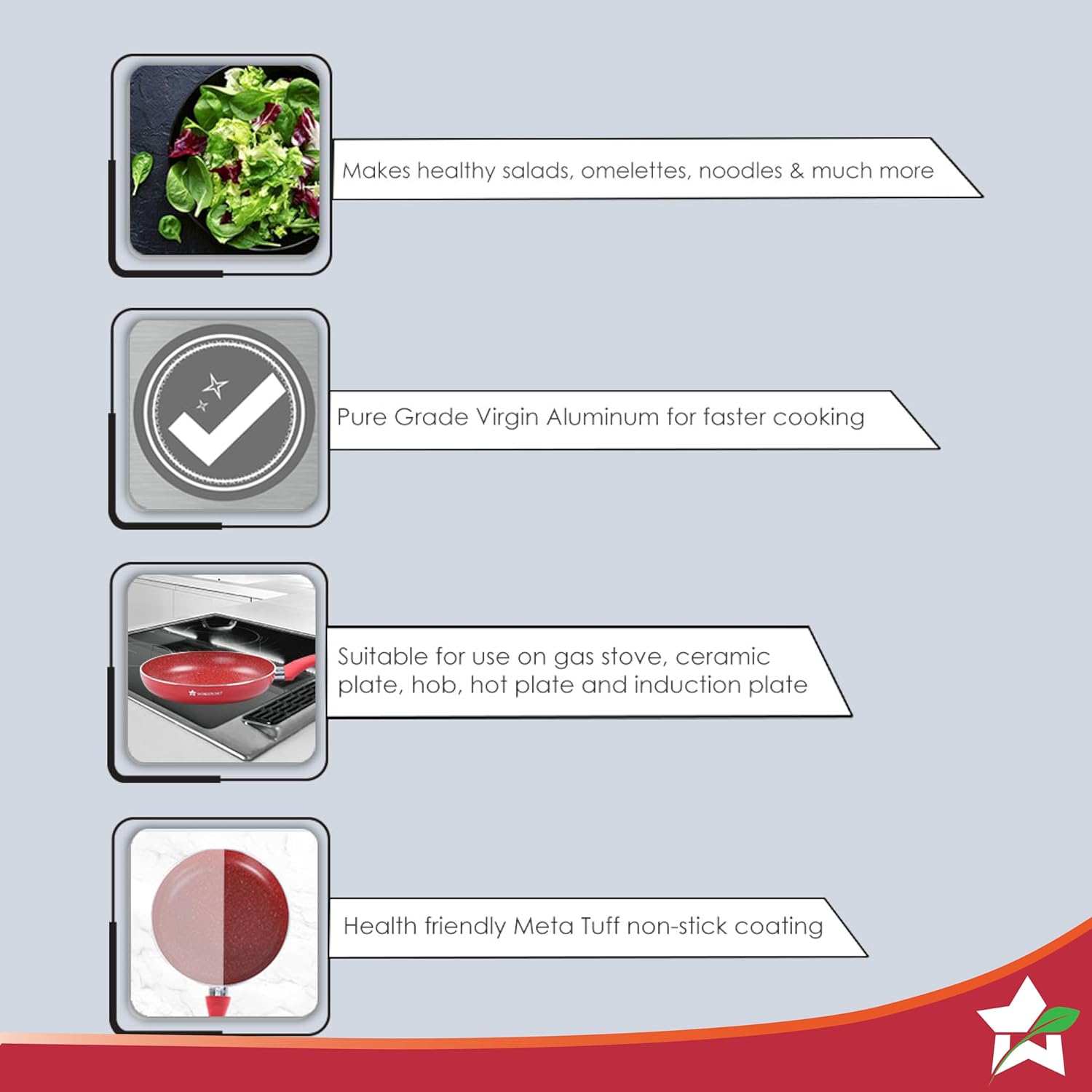 Wonderchef Royal Velvet 24 cm Non-Stick Fry Pan | Induction Bottom | Soft-Touch Handle