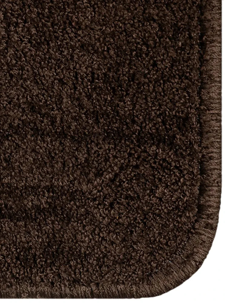 Saral Home Neon Shaggy Yarn Anti-Skid Round Mats Colour Brown