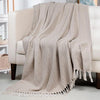 Homadorn All Season Cotton Weaved Throw Blanket Colour Beige