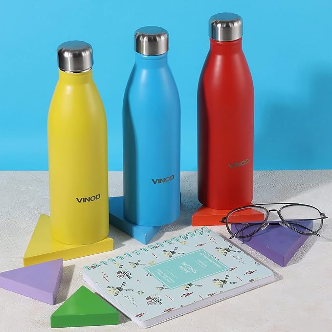 Vinod ICY Classic Stainless Steel Water Bottle Set of 3 - 1000ml