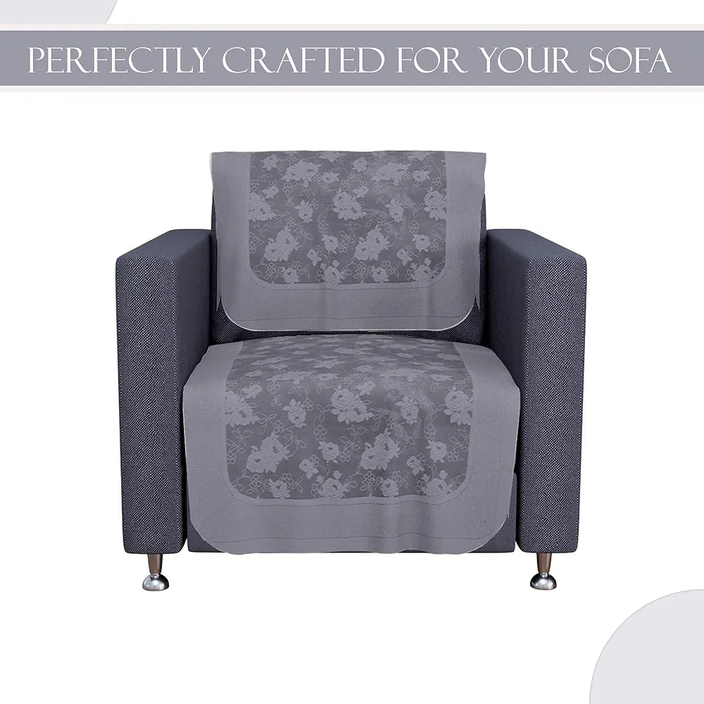 Kuber Industries Set of 6 Net Durable 2+1 Seater Sofa Covers for Living Room Self Net Hawaii Grey