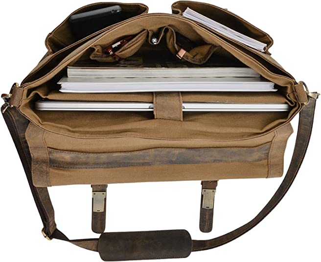 CraftShades 16 Inch Buffalo Leather Briefcase Laptop Messenger Bag Office Briefcase College Bag for Men and Women
