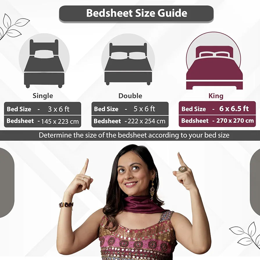 Divine Casa 144 TC 100% Cotton King Bedsheet with 2 Pillow Covers Floral Pattern Colour Dusty Pink