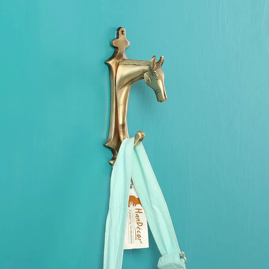 Two Moustaches Horse Head Design Brass Key Holder Antique Brown