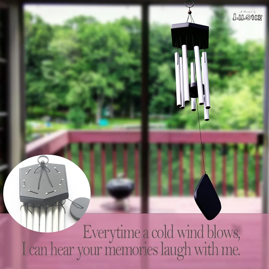 Lilone 7 Pipe Silver Wind Chimes 60 cm Long