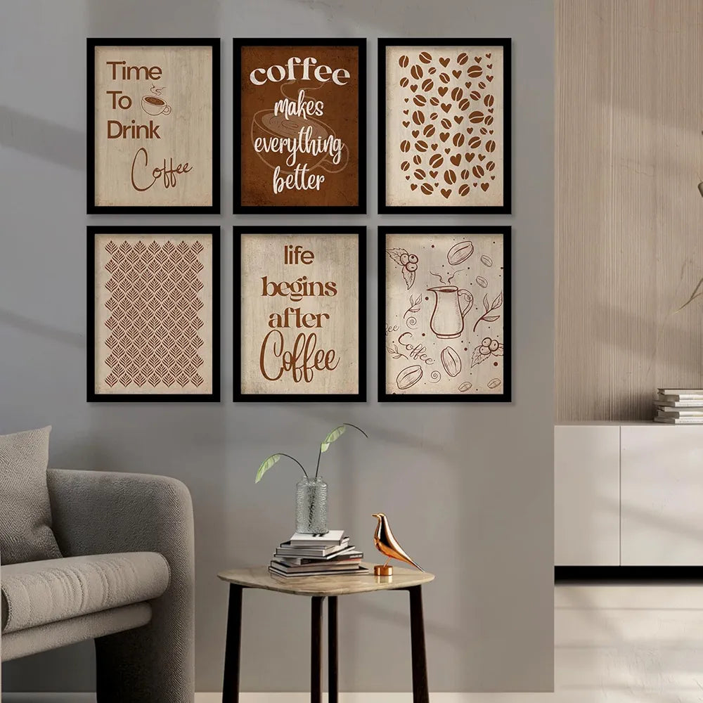 Kotart Wood Time To Drink Coffee Restaurant Quotes Posters With Frame For Kitchen