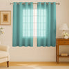 Cloth Fusion Cotton Feel Sheer Window Curtains 5 Feet Long Set of 2, Semi-Transparent Sea Green
