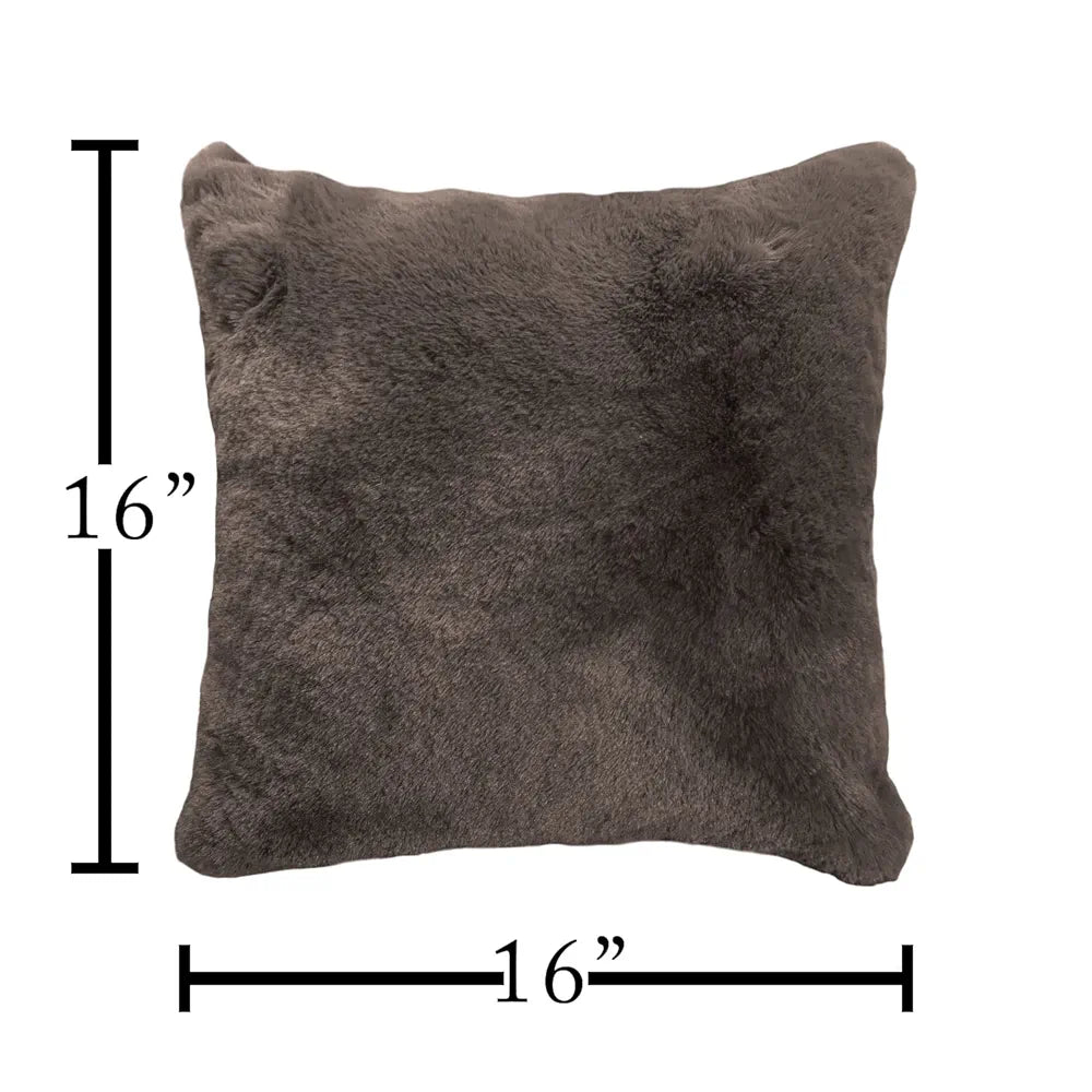 Luxe Home Cushion Cover One Side Rabbit Fur Plain Design Covers Set of 2 Colour Cocoa