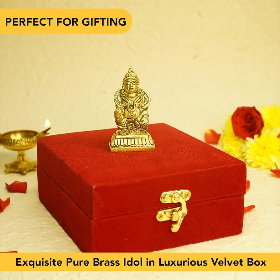 Ekhasa Pure Brass Kuber Murti in Luxury Red Velvet Gift Box God Idols