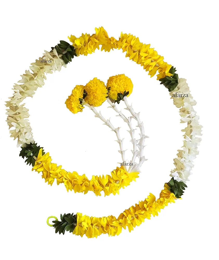 Afarza Choice Good Feel Good Garland Toran Home Decoration Hanging white-yellow 4 Pieces 5 Feet