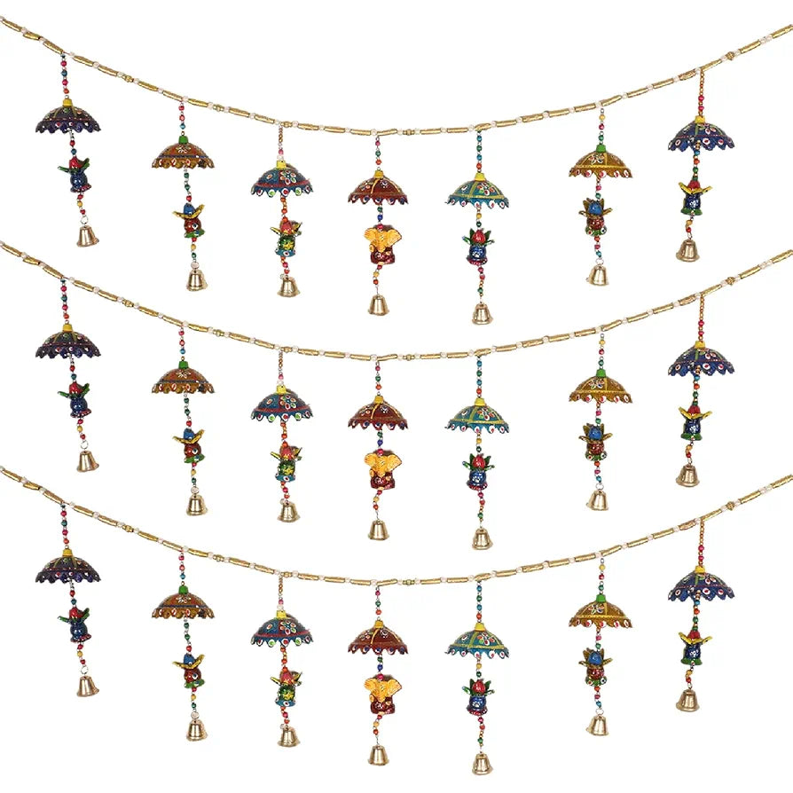 Heart Home Handcrafted Kalash Toran Umbrella Hanging Bandarwal Door Hanging Windchime