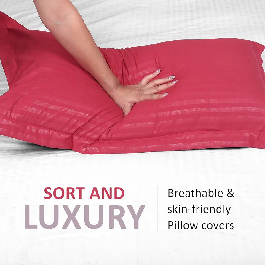 Cloth Fusion Glace Cotton Pillow Cover Set of 2 with Envelope Closure Soft Pillow Red