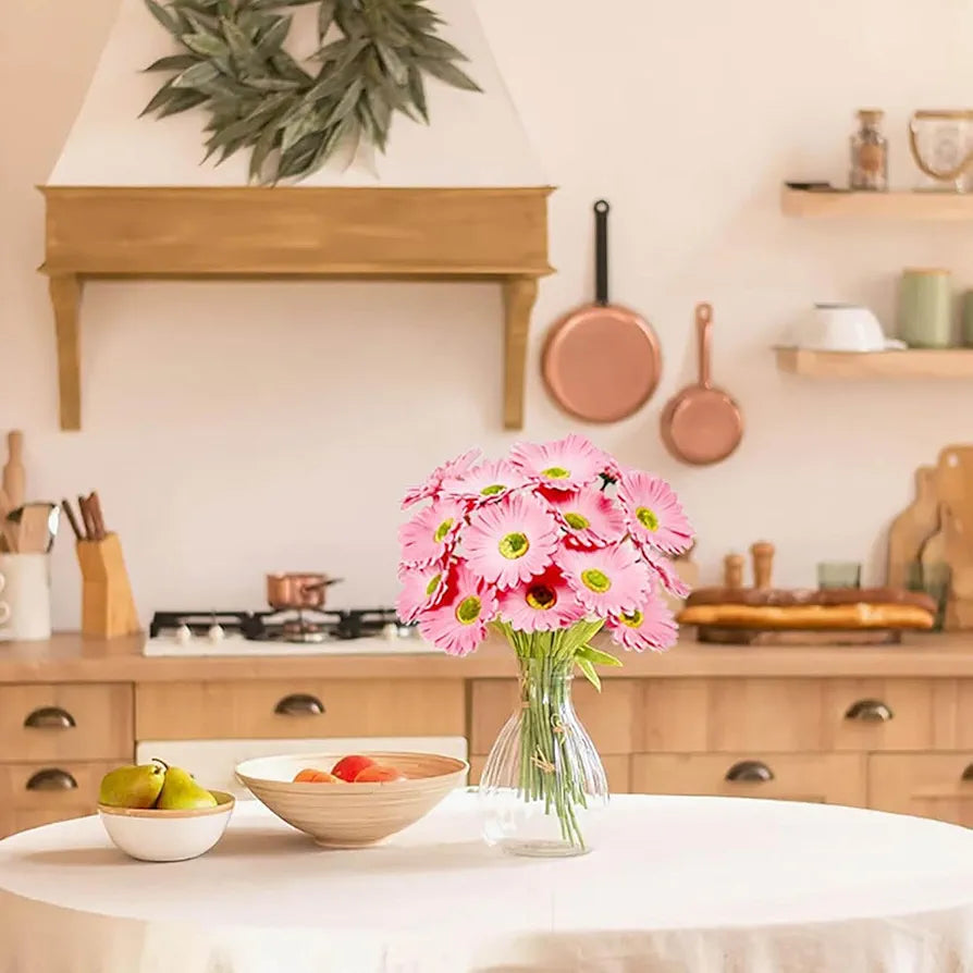 Gerbera Daisy Flowers Pack of 5 Orange Faux Blooms 30cm Tall Pink