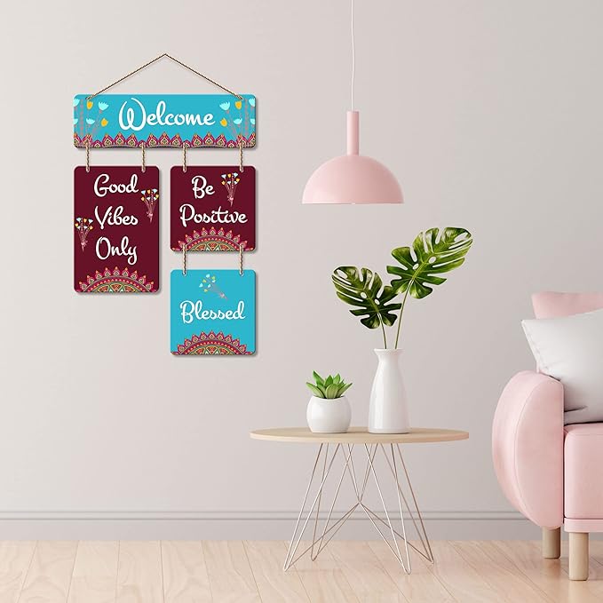 Art Vibes Welcome Quote Decorative Wall Art Mdf Wooden Wall Hanger for Living Room | Modern Art