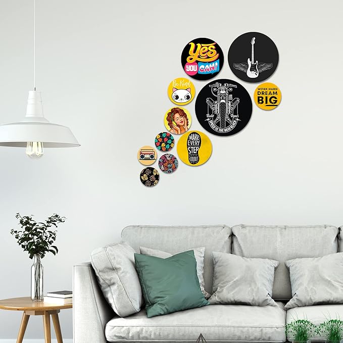 Artvibes Designer Mdf Wooden Wall Hanging Decoration Item for Home | Pack of 11 Pieces