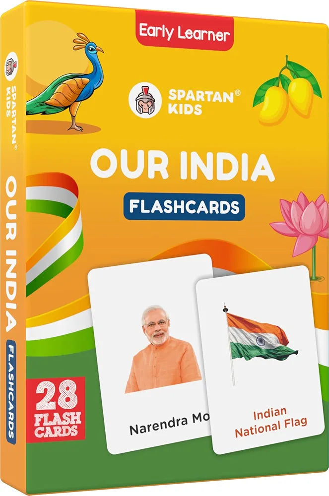 SPARTAN KIDS® Our India Flash Cards for Kids | 28 Early Learning Flash Cards Easy & Fun Way of Learning 1 Year to 6 Years Babies