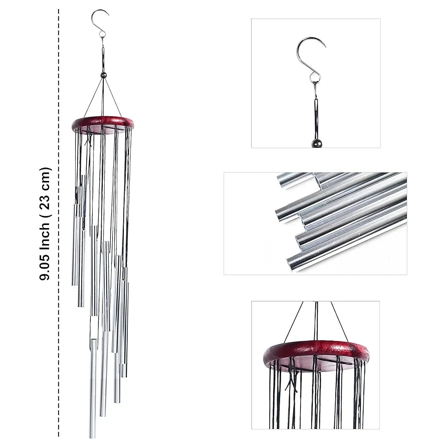 Wind Chimes for Home Décor Silver 12-Pipe Wind Chime -022