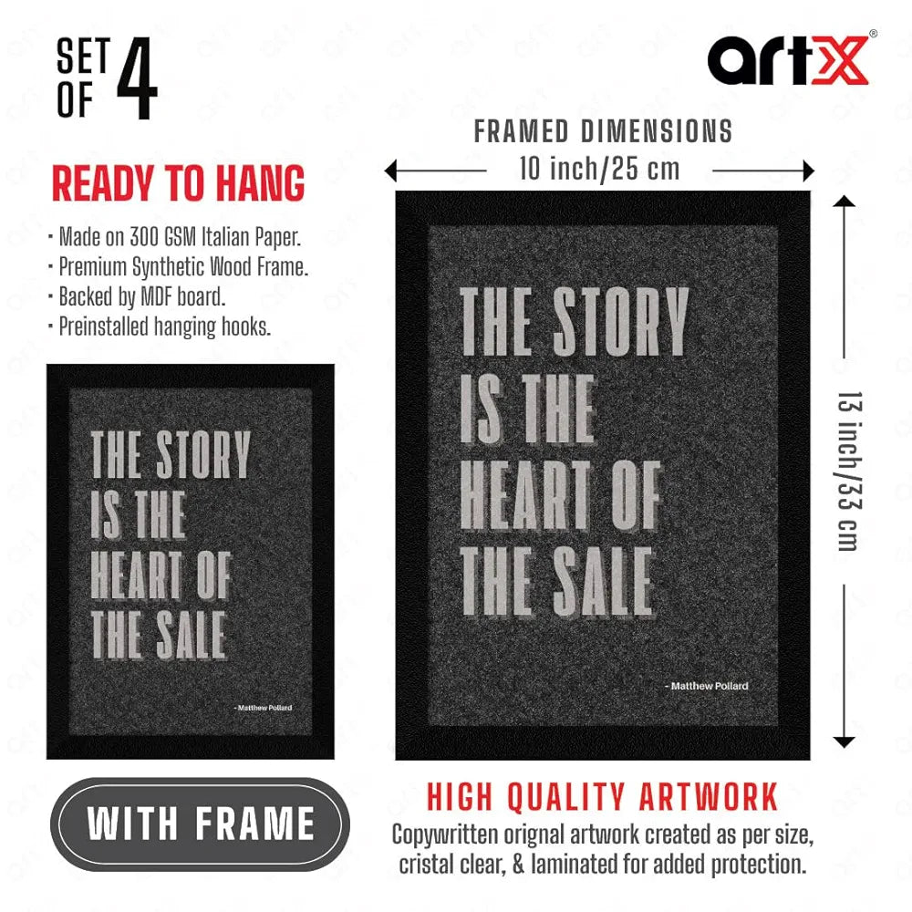 ArtX Paper Business Sales & Marketing Motivational Quotes AXF00192-MOT Wall Frames Set of 4