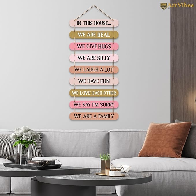 Artvibes House Quotes Printed Mdf Wooden Wall Hanging Home Decor Items | Wall Artwork