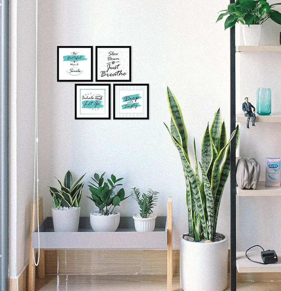 ArtX Paper Inspirational Smile Quote Wall Art Painting Set of 4