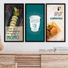 Kotart Quotes Posters with Frame for Restaurant Wall Decoration Momo Set of 3