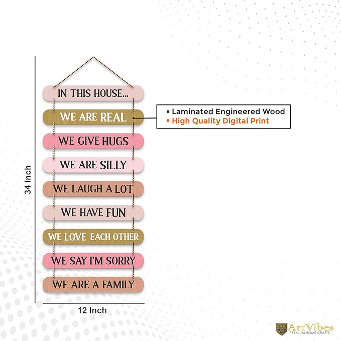 Artvibes House Quotes Printed Mdf Wooden Wall Hanging Home Decor Items | Wall Artwork