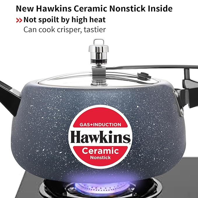 Hawkins 5 Litre Ceramic Nonstick Pressure Cooker Induction Inner Lid Cooker