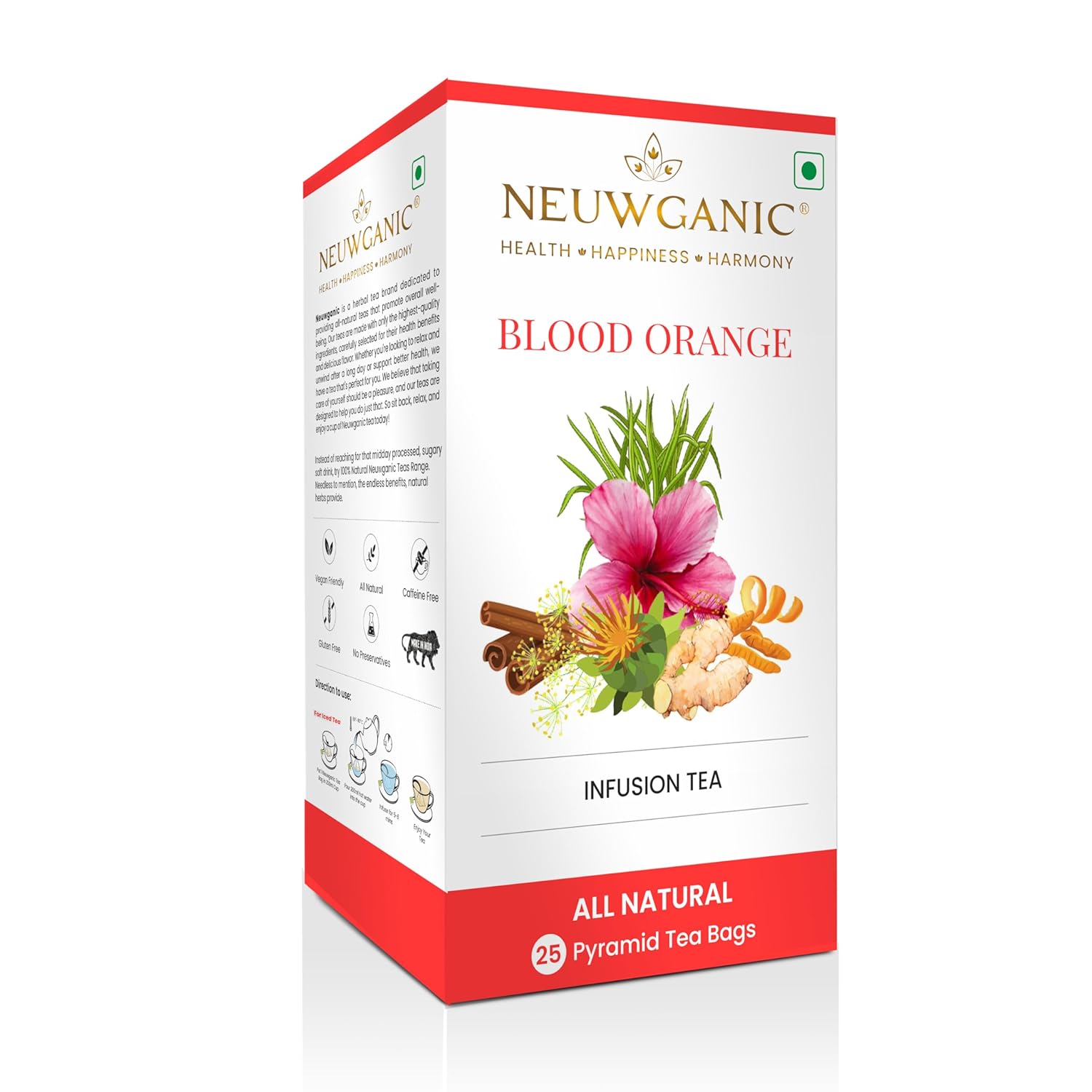 Neuwganic - Blood Orange Infusion Tea Bags - 25 Pyramid Tea Bags