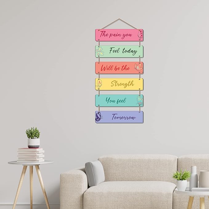 Artvibes Decorative Wall Hanging Wooden Art Decoration Item for Living Room | Quotes Decor Item | Set of 6