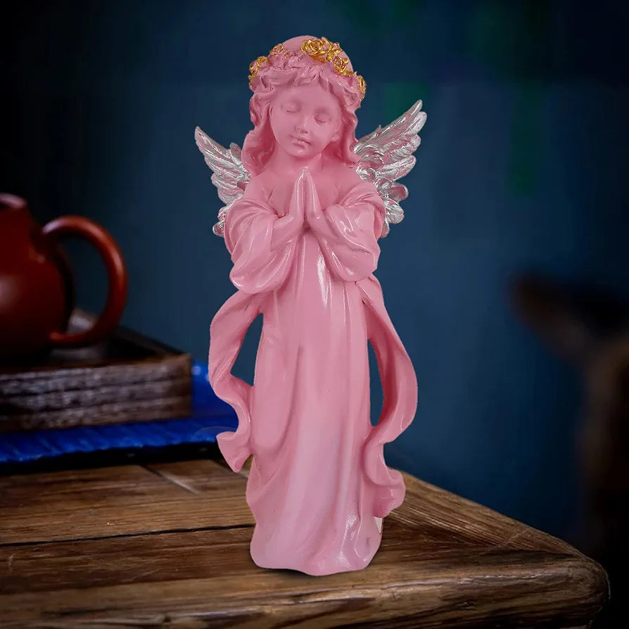 Zart Praying  Angel Girl Silver Winged Showpiece for Home Decor Showpiece