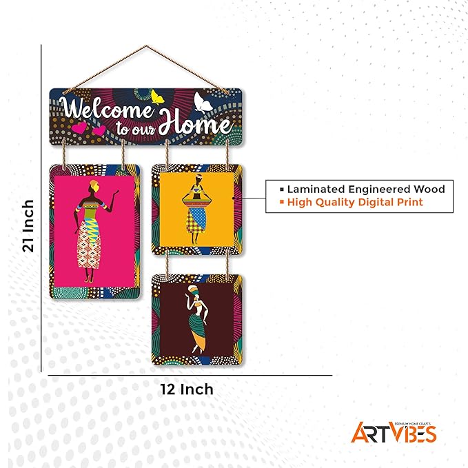 Art Vibes Welcome to Our Home Decorative Wall Art Mdf Wooden Hanging for Living Room