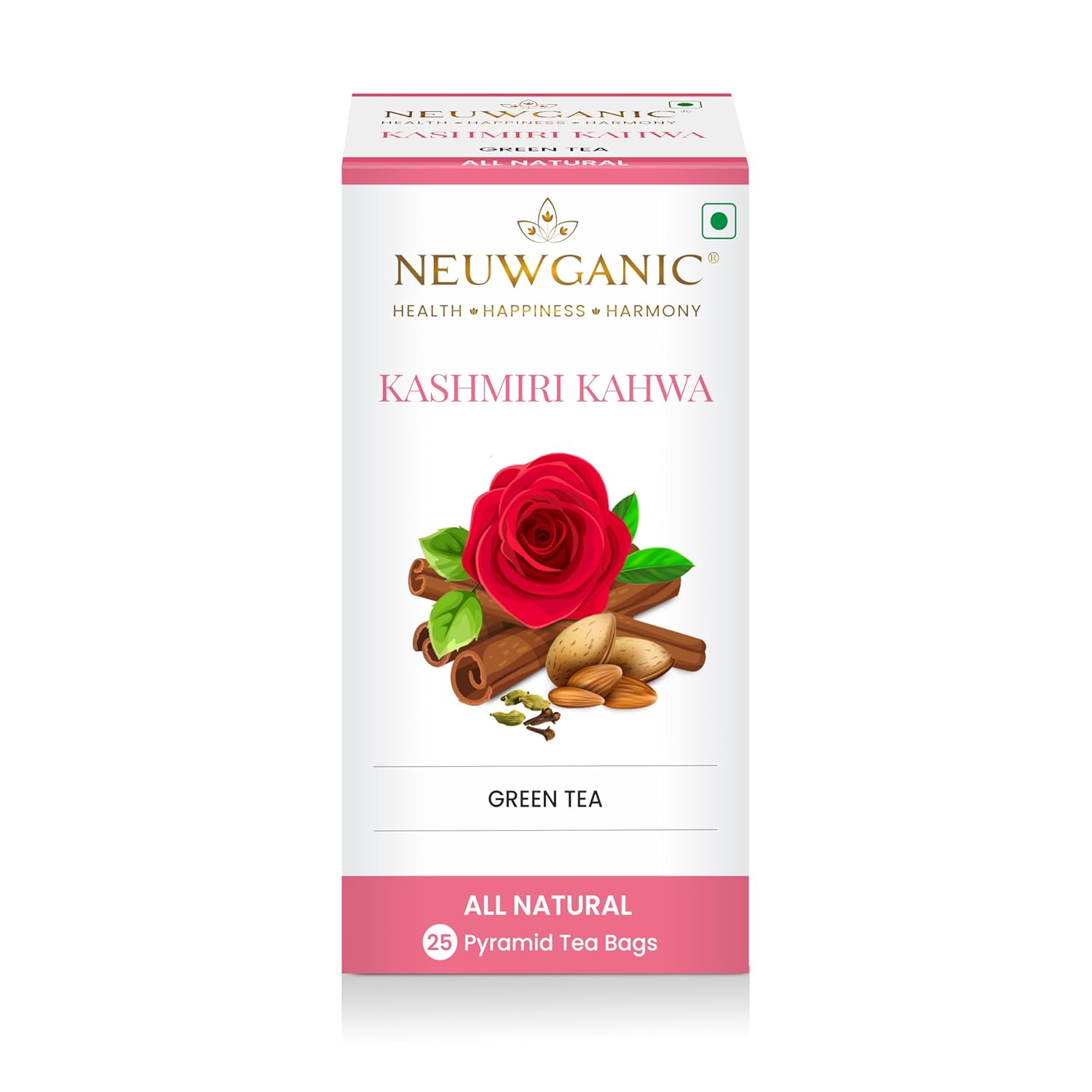 Neuwganic - Kashmiri Kahwa Green Tea Bags - 25 Pyramid Tea Bags