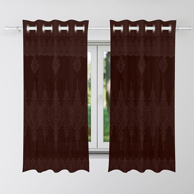 Kuber Industries Darkening Window Curtains with 8 Rings SY15ZZ Brown Colour