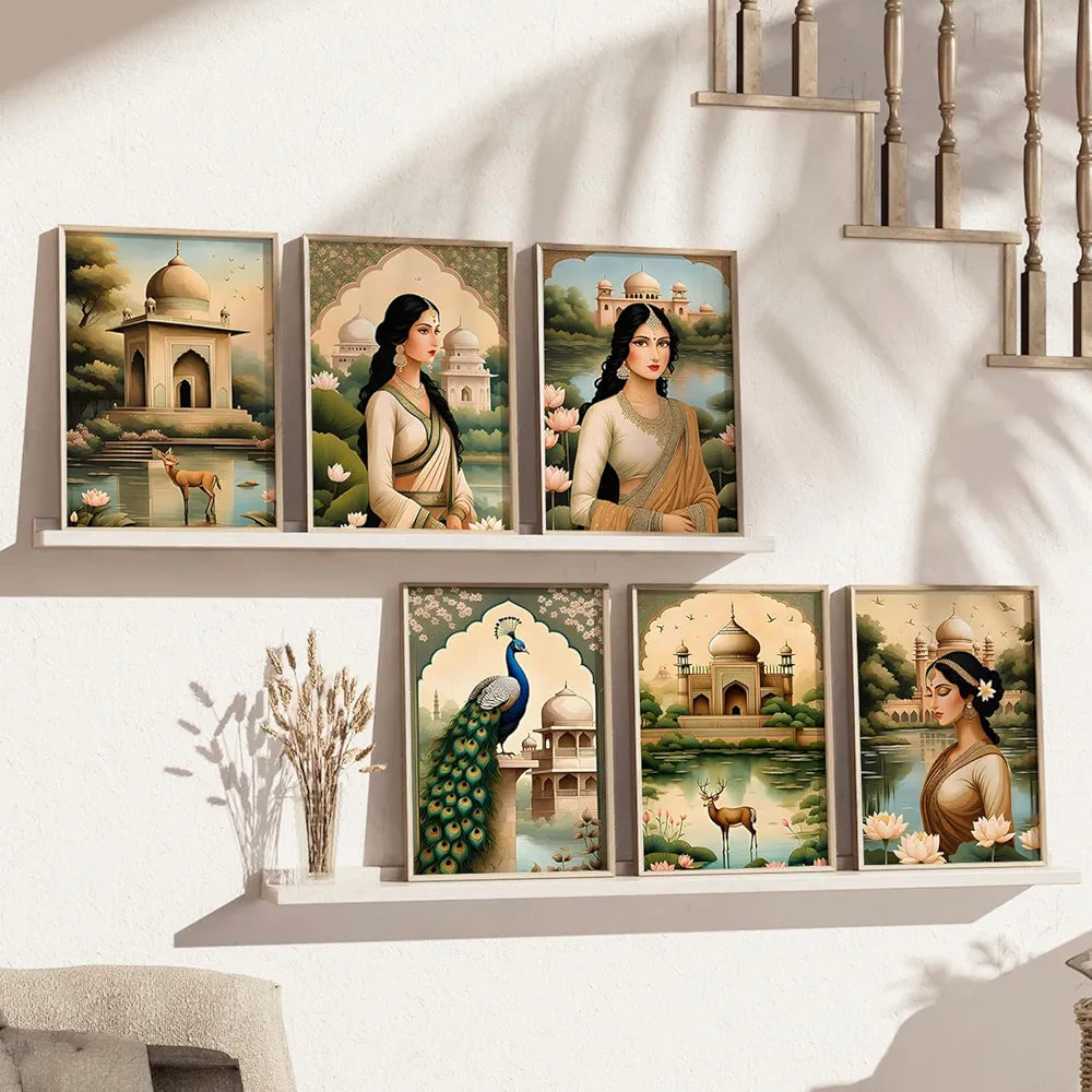Kotart Premium Digital Traditional Art Paintings with Frame Home Decor Items Pack of 6