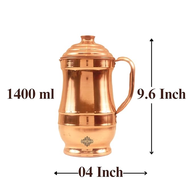Indian Art Villa Copper Water Jug Pitcher Traditional Design