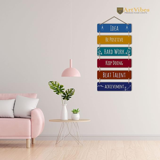 Artvibes Designer Wall Hanging Wooden Art Decoration Item for Living Room | Set of 6