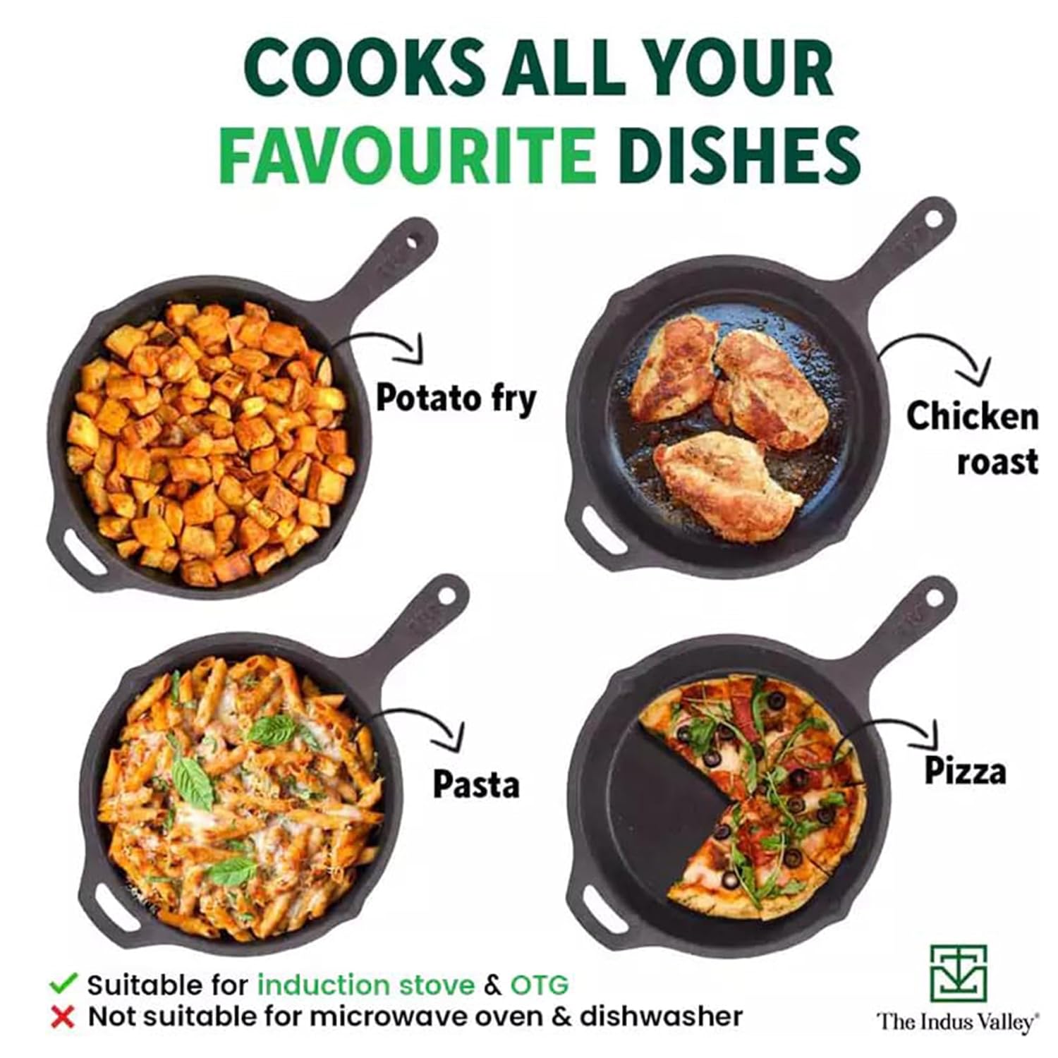The Indus Valley Pre-Seasoned Cast Iron Fry Pan | Skillet With Silicone Grip