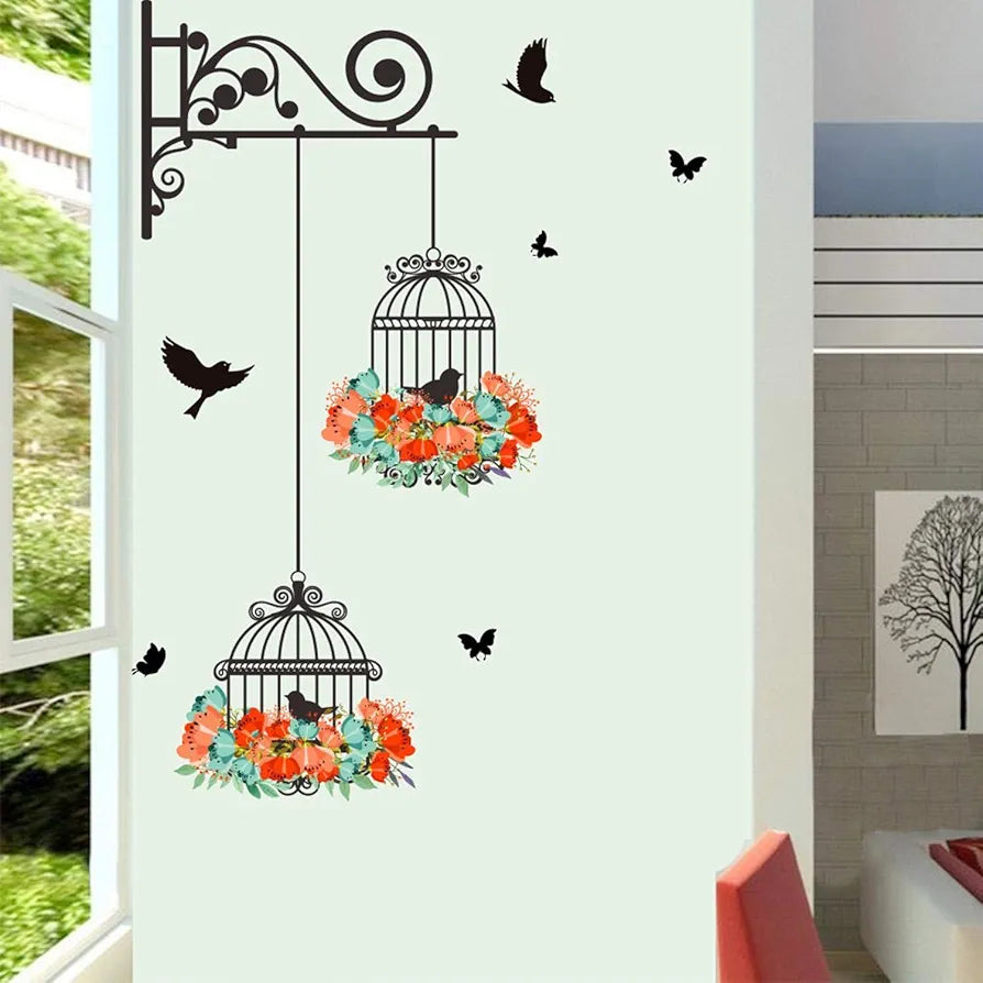 Xtore Beautiful Bird Cage Vinyl Wall Sticker