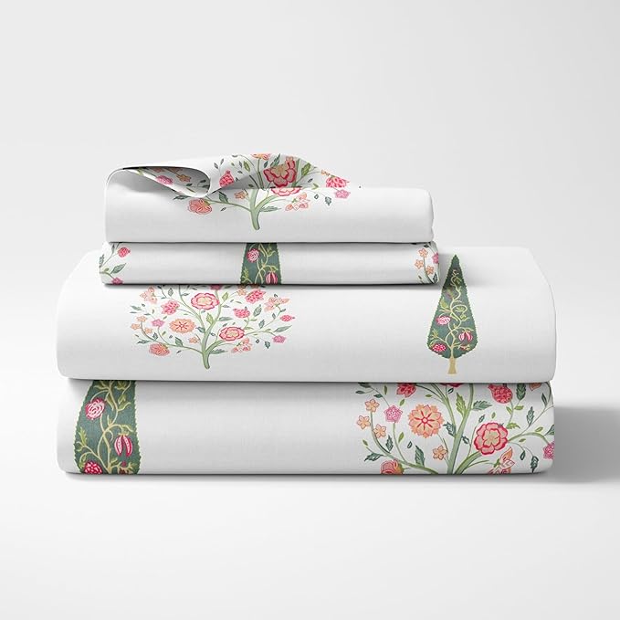 Haus & kinder Cotton Queen Size Bedsheet 1 Cotton Bed Sheet for Double Bed (90 X 100 Inches) with 2 Pillow Covers 186 TC | White Color
