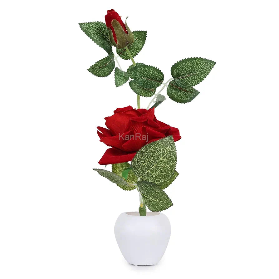 Artificial Rose Flower Set of 2 Roses with Pot Plastic