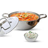 Solara Stainless Steel Triply Kadhai With Lid - 22 Cm | Induction Friendly | Triply Stainless Steel Cookware | Kadai With Lid