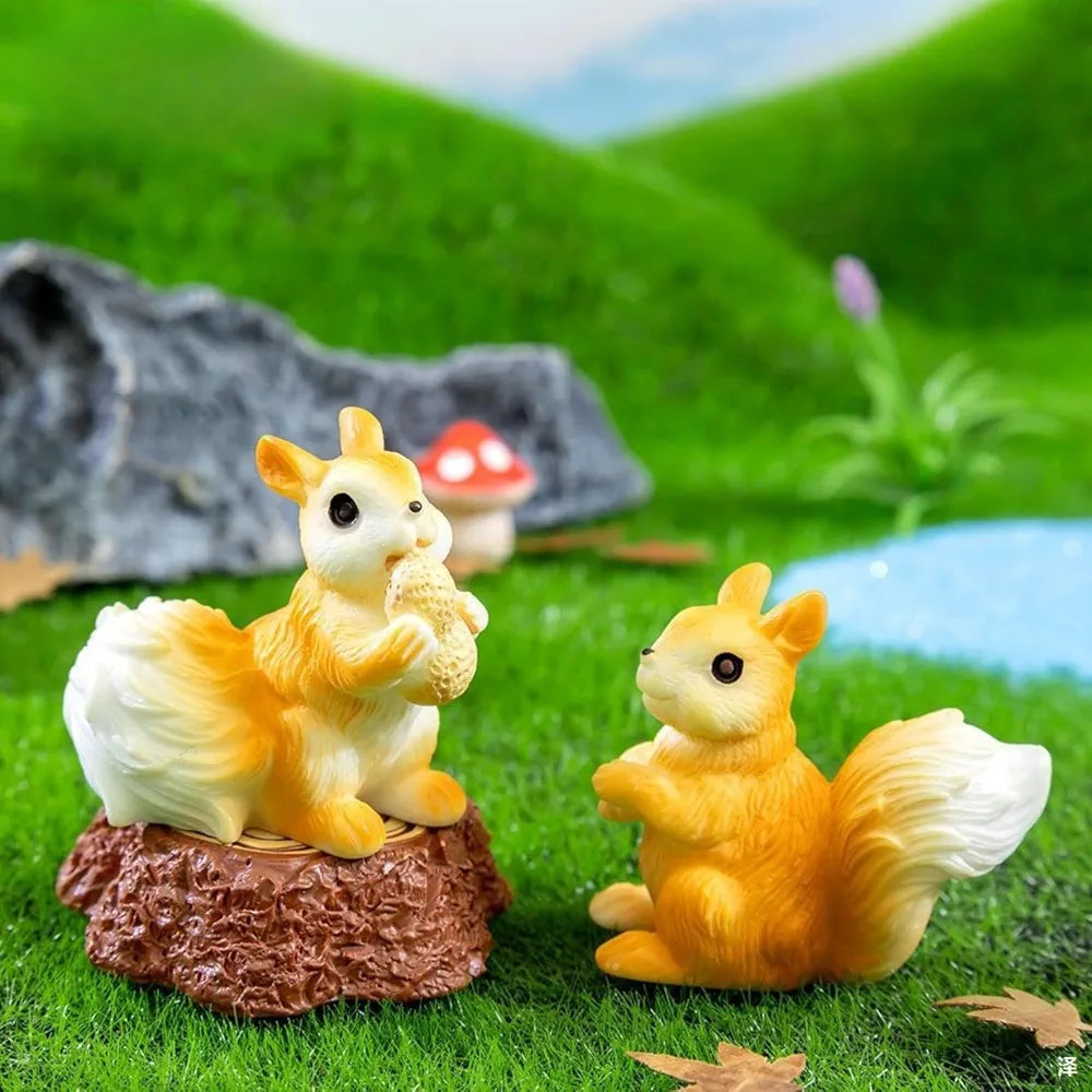 Satyam Kraft Resin 1 Set  Squirrel Miniature Figurines Showpiece