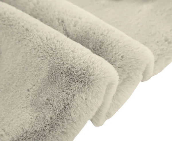 Luxe Home International Ruffle Bath Mat Rabbit Fur 1000 GSM Bathroom Door Rectangular Foot Mats Rug 60X90 CmColour Beige