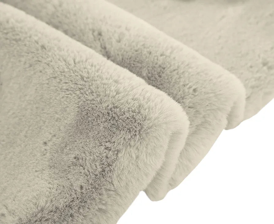 Luxe Home International Ruffle Floor Rug Rabbit Fur 1000 GSM Living Room Rectangular Foot Mats 4 x 6 Ft Colour Beige