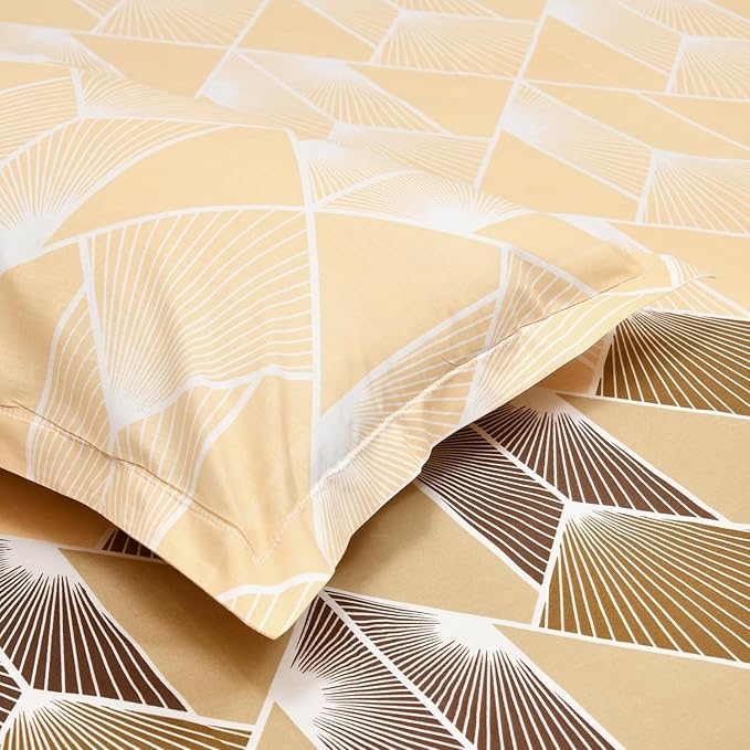 Haus & Kinder Cotton Queen Size Bedsheet For Double Bed (90 X 100 Inches) With 2 Pillow Covers | 144 Tc Bed Sheet Sleek Strokes