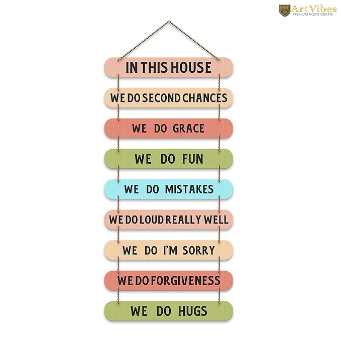 Artvibes House Quotes Printed Mdf Wooden Wall Hanging | Home Decor Items | Wall Artwork for Hall