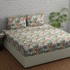 Huesland by Ahmedabad Cotton 144 TC Cotton Bedsheet for Double Bed King Size with 2 Pillow Covers | Flamingos Orange
