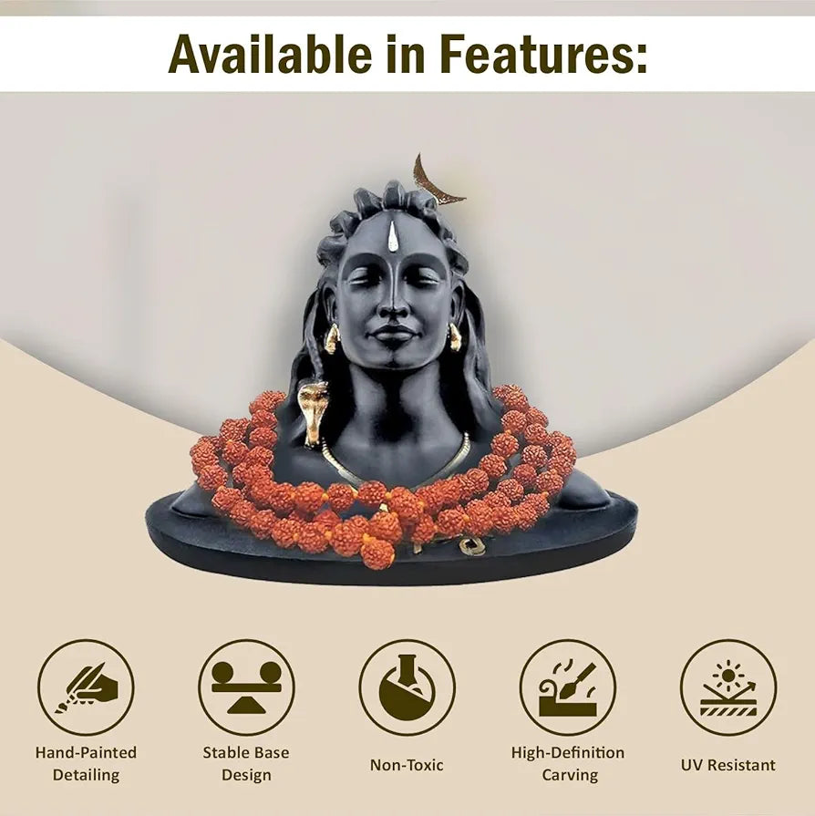 Jd Fresh 3 Inch Adiyogi Statue with Rudraksh Mala