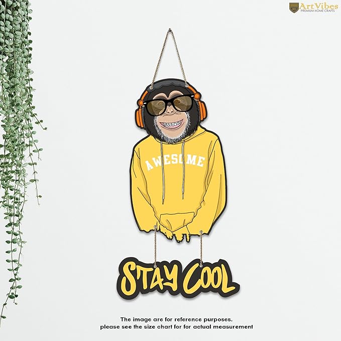 Artvibes Modern Monkey Wooden Wall Hanging With Quotes for Home Decor | Wooden Decorative Items | Artworks Wall Hangings