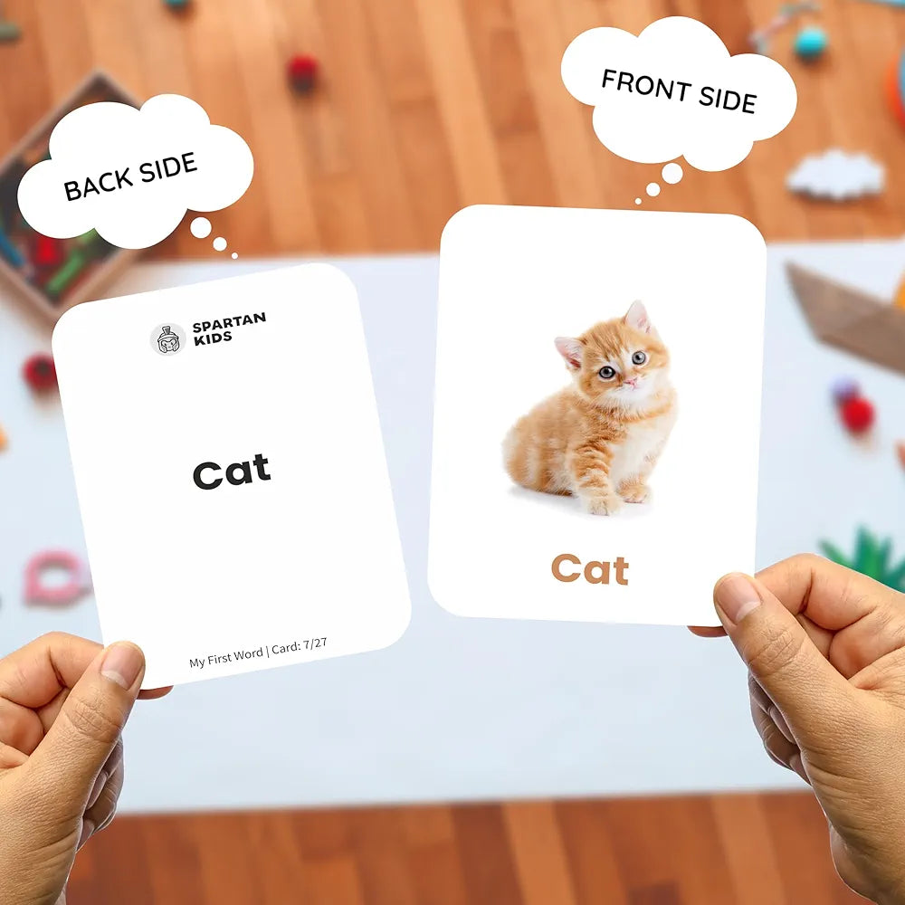 SPARTAN KIDS My First Word Flash Cards for Kids | 27 Early Learning Flash Cards Easy & Fun Way of Learning 1 Year to 6 Years Babies, for Language_Skills